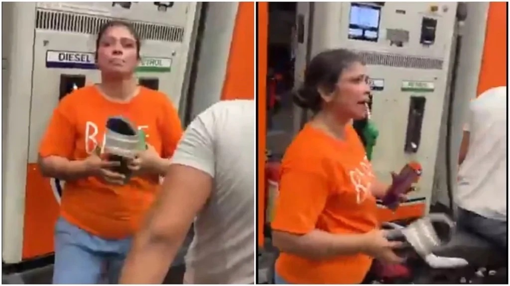 “ముందు నా బండికి పెట్రోల్ పోయి..” చెప్పు చేతబట్టి బెదిరించిన మహిళ.. కస్టమర్ బైక్ను తోసేసి.. సంచలనాత్మక వీడియో వైరల్.!!