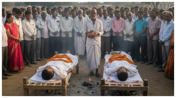 ఘోరం: కొడుకు మృతదేహాన్ని చూడగానే ఆగిపోయిన తండ్రి గుండె – ఒకే పాడెపై సాగిన అంతిమ యాత్ర!!!