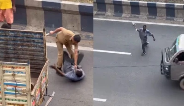 వీడియో: కోల్కతాలో పోలీసు వాహనంపై రాయి విసిరిన వ్యక్తి; ఇంటర్నెట్లో నవ్వులు పూయిస్తున్న ఛేజింగ్ దృశ్యాలు!