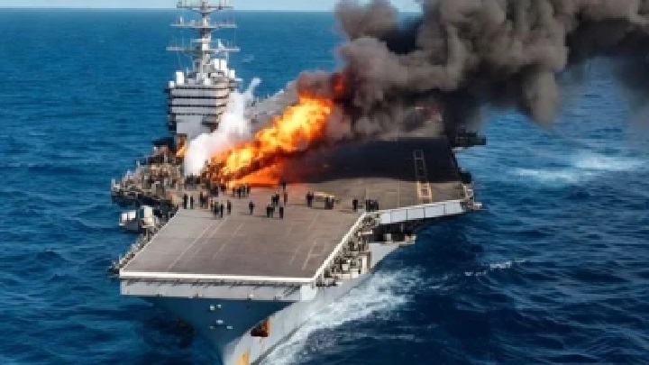 30 గంటల పాటు నిరంతరంగా మండిన USS Gerald Ford యుద్ధనౌక.. బయట నుండి ఎవరో కొట్టక్కర్లేదు, లోపల ఒక చిన్న ‘షార్ట్ సర్క్యూట్’ చాలు నీ ఆట ముగించడానికి! ఇది అటాక్ కాదు.. నీ నిర్లక్ష్యపు ఫలితం! 13 బిలియన్ డాలర్లతో నువ్వు చేసిన యుద్ధనౌక ఒక్క రోజులో పోయిందా.. ఇకపై వేరే దేశాల విషయాల్లో తలదూర్చితే, నీ సొంత దేశంలో దెబ్బ మీద దెబ్బ పడుతుంది.. ట్రంప్కు హెచ్చరిక?