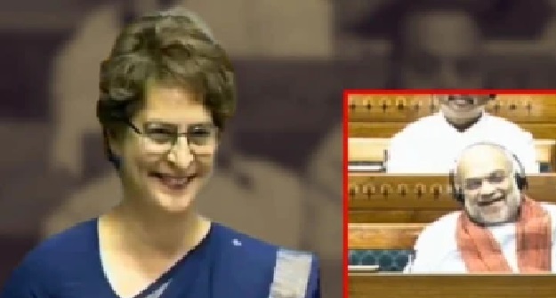 పార్లమెంటులో ప్రియాంకా గాంధీ పంచ్లు.. అమిత్ షా నవ్వులు! ‘చాణక్యుడు బతికుంటే మీ ప్లాన్ చూసి షాక్ అయ్యేవారు’ అంటూ సెటైర్లు