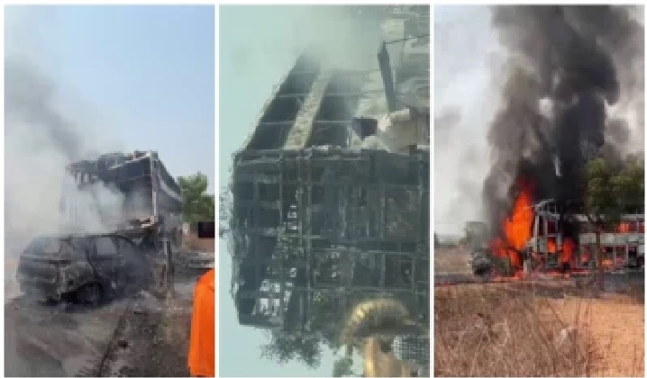 యాదగిరిలో మృత్యుఘోష: బస్సు-కారు ముఖాముఖి ఢీ.. కారులోనే ఆరుగురు సజీవ దహనం!