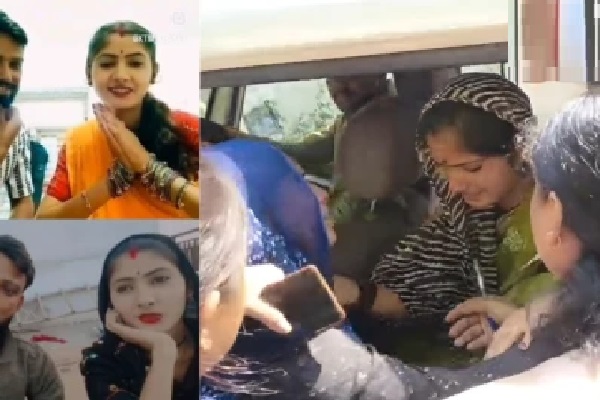 తన బంధువుతో పారిపోయి, పెళ్లి చేసుకుని, ఆ వీడియోలను సోషల్ మీడియాలో పోస్ట్ చేసిన యువతి తిరిగి  రావడంతో ఎస్పీ కార్యాలయం వద్ద హైడ్రామా చోటుచేసుకుంది.