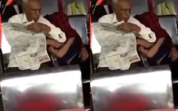 నిద్రిస్తున్న యువతిపై ముసలివాడి పైశాచికత్వం: న్యూస్పేపర్ అడ్డుపెట్టుకుని అసభ్యంగా ప్రవర్తించిన వైనం.. షాకింగ్ వీడియో వైరల్!