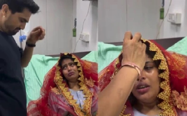 మరణశయ్యపై ఉన్న ప్రియురాలిని కన్నీళ్లతో వివాహం చేసుకున్న ప్రేమికుడు.. నెట్టింట వైరల్ అవుతున్న ఎమోషనల్ ఫోటో!