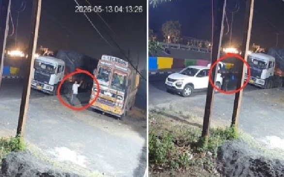 కత్తితో బెదిరించి ట్రక్కు డ్రైవర్ వద్ద డీజిల్ దోపిడీ; వైరల్ అవుతున్న వీడియో