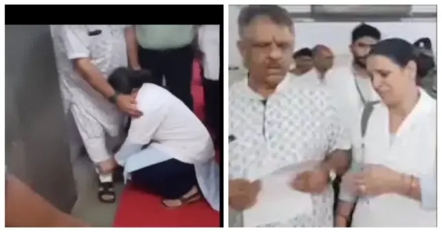 “మంత్రి కాళ్లపై పడి కన్నీరుమున్నీరైన నర్సు!”.. అసలు కారణం ఏంటి? వైరల్ అవుతున్న వీడియో..!!!