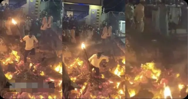 “ప్రమాదకరమైన మొక్కు.. నిప్పుల్లో కాలు జారి పడి యువకుడి మృతి.. మొహర్రం వేడుకలో విషాదం.. వైరల్ అవుతున్న వీడియో..!!”