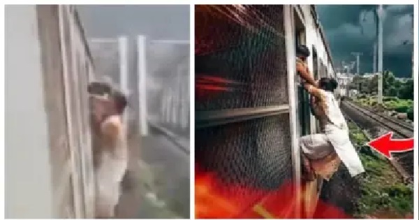 జీవితమా చావా..? “పట్టాలను రాసుకుపోయిన చీర”.. నడుస్తున్న రైలు ఫుట్‌బోర్డ్‌పై ప్రాణాలు అరచేతిలో పెట్టుకుని వేలాడిన మహిళ.. ఈ వీడియో చూస్తే శరీరం వణికిపోతుంది..!!
