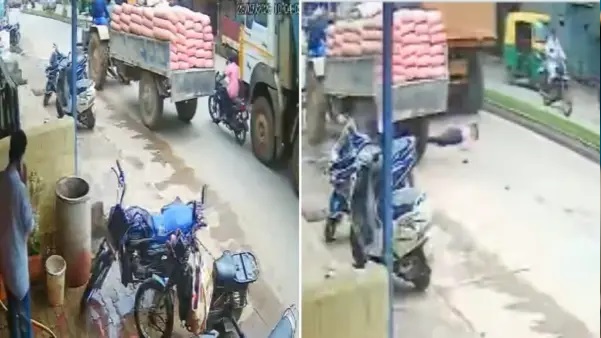 నడిరోడ్డుపై క్షణక్షణం భయం భయం.. ట్రాక్టర్‌ను ఓవర్‌టేక్ చేసిన బైక్. మెరుపు వేగంతో ఢీకొట్టిన లారీ. కింద పడిన క్షణంలోనే నలిగిపోయి 50 ఏళ్ల వ్యక్తి మృతి. షాకింగ్ వీడియో.!!!