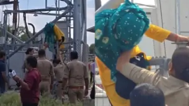 “ఇప్పుడే నా ప్రియుడిని బయటకు వదలండి.. ప్రియుడిని అరెస్ట్ చేసిన కోపంలో 120 అడుగుల ఎత్తైన సెల్ఫోన్ టవర్ను సాలెపురుగులా ఎక్కిన యువతి. పోరాడి కాపాడిన పోలీసులు.. !!!”