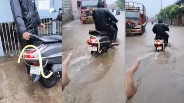 “ఇంజనీరింగ్ చదివిన వారు కూడా ఇలా ఆలోచించి ఉండరు!”.. వర్షంలో బైక్ నడపడానికి అదిరిపోయే ఐడియా. వైరల్ అవుతున్న వీడియో..!!!