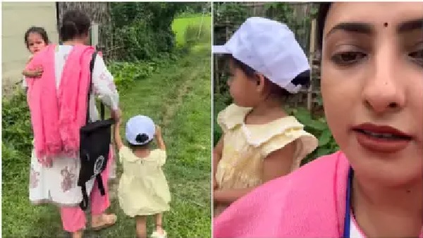 “ఎండనక వాననక పిల్లలతో సహా కష్టపడుతున్నారు!”: చంకలో బిడ్డతో ఇంటింటికీ వెళ్లిన ప్రభుత్వ ఉద్యోగిని.. కదిలిస్తున్న వైరల్ వీడియో..!!!