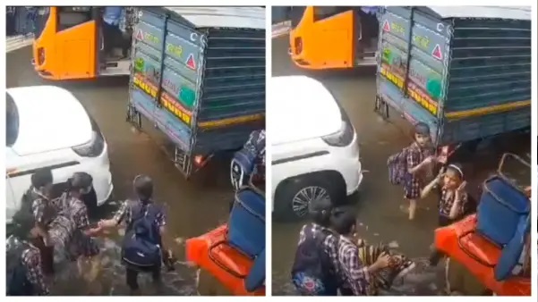 “అమ్మ నన్ను కాపాడు అమ్మ.. మురుగునీటిలో మునిగిపోయిన పసి గొంతు....!” స్కూలు యూనిఫామ్ తడిసిపోతుంటే కేకలు వేసిన పిల్లలు.. భయంతో పరుగులు తీస్తూ వచ్చిన జనం.. గుండెను పిండేసే వీడియో..!!