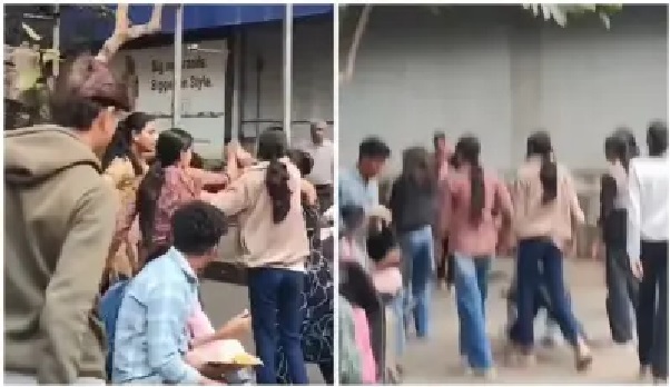 కాలేజీ అమ్మాయిలా లేక రౌడీలా..? “కాలేజీ వాకిట్లోనే రేగిన భయాందోళన”. రెండు టీమ్లుగా విడిపోయి నడిరోడ్డుపై జుట్టు పట్టుకుని కొట్టుకున్న దృశ్యం. షాకింగ్ వీడియో..!