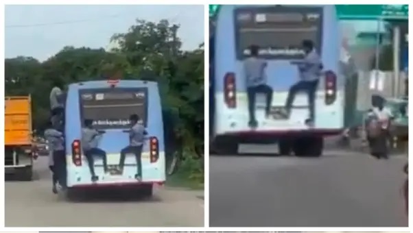 “బస్సు వెనుక వేలాడటాన్ని వీరత్వం అంటారా.?”. పాఠశాల యూనిఫారంలో విద్యార్థులు చేసిన ఆ ప్రమాదకరమైన పని.. మొబైల్ యాప్ ద్వారా కఠిన చర్యలు..!!