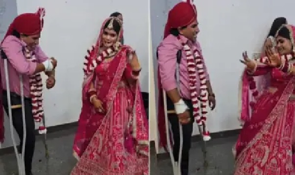 “అకస్మాత్తుగా డ్యాన్స్ చేసిన వధువు..!” చేతికర్రల సాయంతో నిలబడ్డ భర్త.. వరుడిని చూసి అందరూ సైలెంట్ అయిపోతే.. ఆ నవవధువు చేసిన పని.. నిజమైన ప్రేమకు ఇదే నిదర్శనం..!!