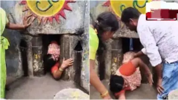 “మళ్లీ ఒళ్లు గగుర్పొడిచే ప్రమాదం..!” మోక్ష మార్గం సొరంగంలో ఇరుక్కుపోయిన మహిళ.. ప్రాణాల కోసం విలవిల్లాడిన దృశ్యం.. ఇకపై ఇలాంటి పనులు చేయకండి..!!