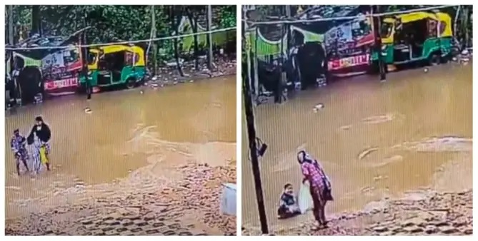 “అయ్యో ద్రోహులారా! రోడ్డు ఏదో, గుంత ఏదో తెలియట్లేదు..!” చెరువులా మారిన వర్షపు నీరు.. కూతురితో సహా గుంతలో మునిగిపోయిన తల్లి.. గుండెల్ని పిండేసే ప్రమాదం.. షాకింగ్ సీసీటీవీ వీడియో..!!!