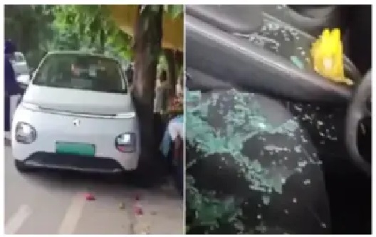 “అయ్యో.. వాహనం నా కంట్రోల్‌లోనే లేదు!”.. డ్రైవర్ లేకుండానే దూసుకెళ్లి పండ్ల దుకాణాన్ని ఢీకొన్న ఎలక్ట్రిక్ వాహనం.. భయంతో వణికిపోయిన ప్రజలు!
