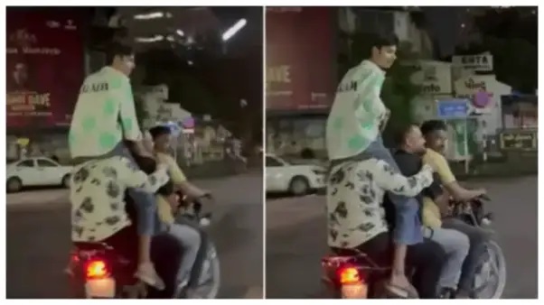 “నడిరోడ్డుపై సర్కస్ చేసిన యువకులు.. ఎత్తుకెళ్లి లోపలేసిన పోలీసులు!”.. నెట్టింట వైరల్ అవుతున్న గుండెలు గుభేల్మనే భయంకరమైన స్టంట్ వీడియో..!!!
