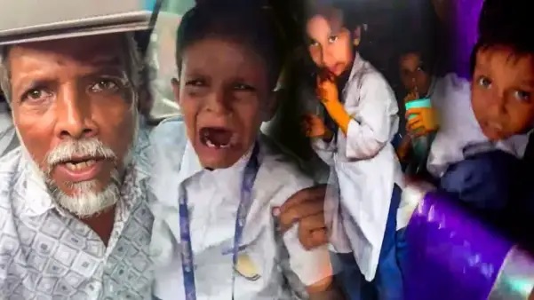 ముగ్గురు కూర్చునే చోట 17 మంది పసిపిల్లలు.. ఊపిరి కూడా ఆడని దుస్థితి.. ఏదో గోనె సంచులను కుక్కినట్లు పిల్లల్ని కుక్కేశాడు.. గుండెను పిండేసే వీడియో..!