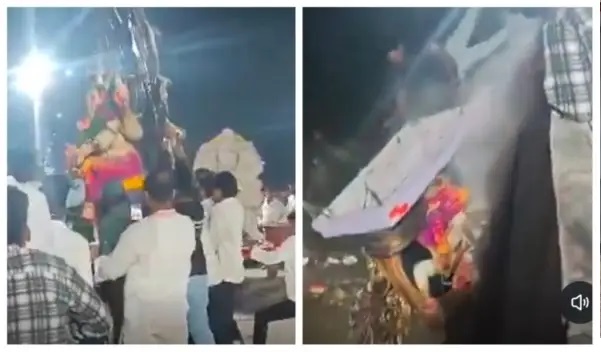 “వినాయక నిమజ్జన ఊరేగింపులో జరిగిన భారీ షాక్..!” ఫ్లైఓవర్ పైనుంచి అకస్మాత్తుగా కిందపడిన యువకుడు.. రద్దీ వల్లనా.. అదుపుతప్పాడా..? గుండెను కలచివేసే దృశ్యం..!!