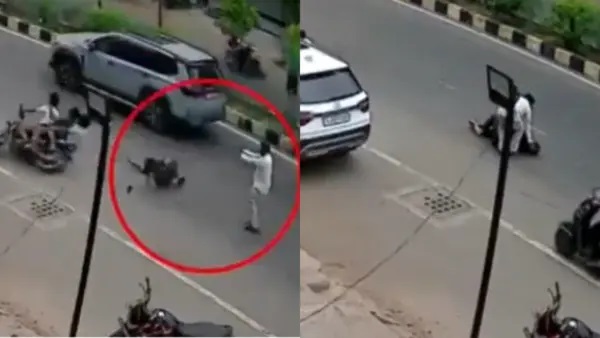 అయ్యో దేవుడా..! రోడ్డు దాటుతుండగా ఒక్కసారిగా దూసుకొచ్చిన బైక్..! ముగ్గురితో ప్రయాణిస్తున్న ద్విచక్ర వాహనం ఢీకొనడంతో ఎగిరిపడిన పాదచారులు…!!