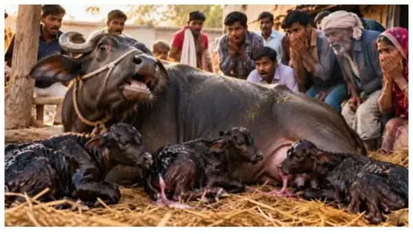 “మా ఊరి చరిత్రలోనే ఇలాంటిది మేమెప్పుడూ చూడలేదు బాబోయ్!” – గేదె కన్న దూడలను చూసి ఆశ్చర్యపోతున్న పెద్దలు.. హృదయాన్ని హత్తుకునే నేపథ్యం..!!!