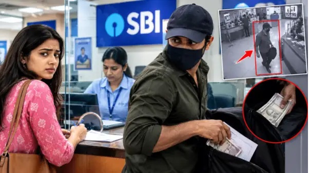 “బ్యాంకులో సహాయం చేయడానికి వచ్చిన వ్యక్తి.. చివరకు రూ. 1.25 లక్షలు కాజేసిన షాకింగ్ ఘటన.! మహిళను వేరే ఫారం తీసుకురావడానికి పంపి చేసిన వినూత్న మోసం. సీసీటీవీ దృశ్యాలను పరిశీలించి అగంతకుడి కోసం పోలీసుల గాలింపు.!”