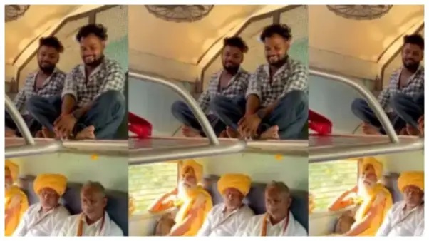 “పైన యువకులు.. కింద సాధువు.. రైల్లో ప్రతిధ్వనించిన దివ్య స్వరం!” – సోషల్ మీడియాలో నెటిజన్ల లైకుల వర్షం..!!!